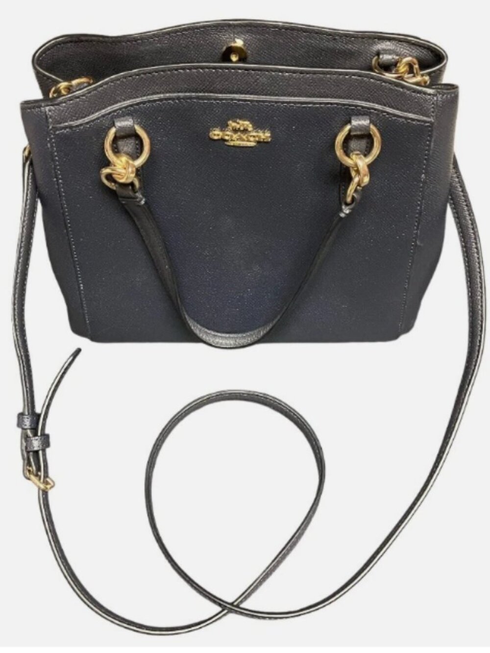 COACH MINETTA NAVY BLUE CROSSGRAIN LEATHER CROSSBODY REMOVABLE STRAP